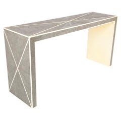 Karl Springer Style Shagreen and Cream Lacquer Console Table by Maitland Smith