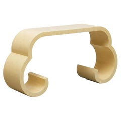 Karl Springer Style Shaped Lacquered Cream Console