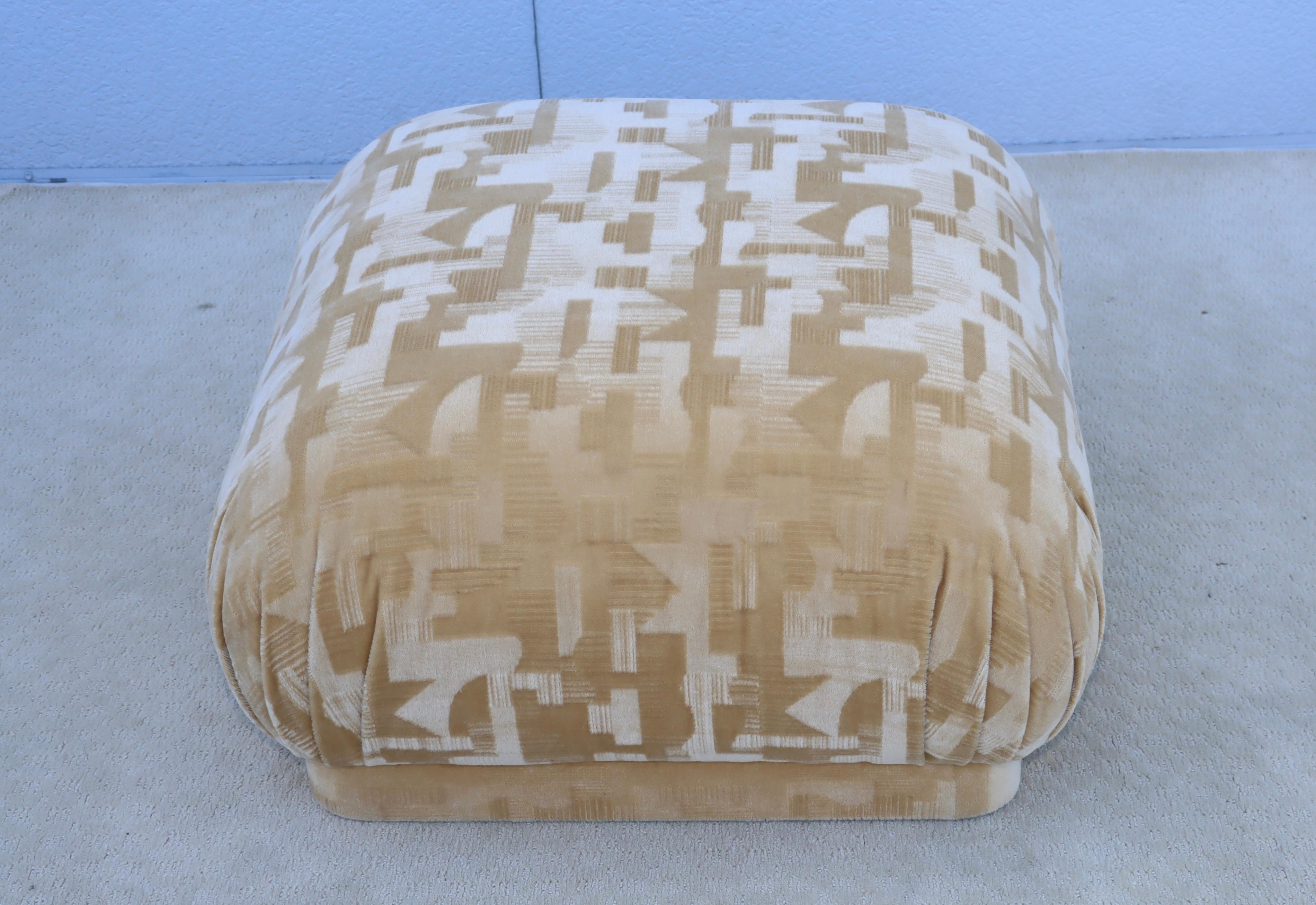 Karl Springer Style Souffle Ottoman In Mohair Fabric 1980's Design 4