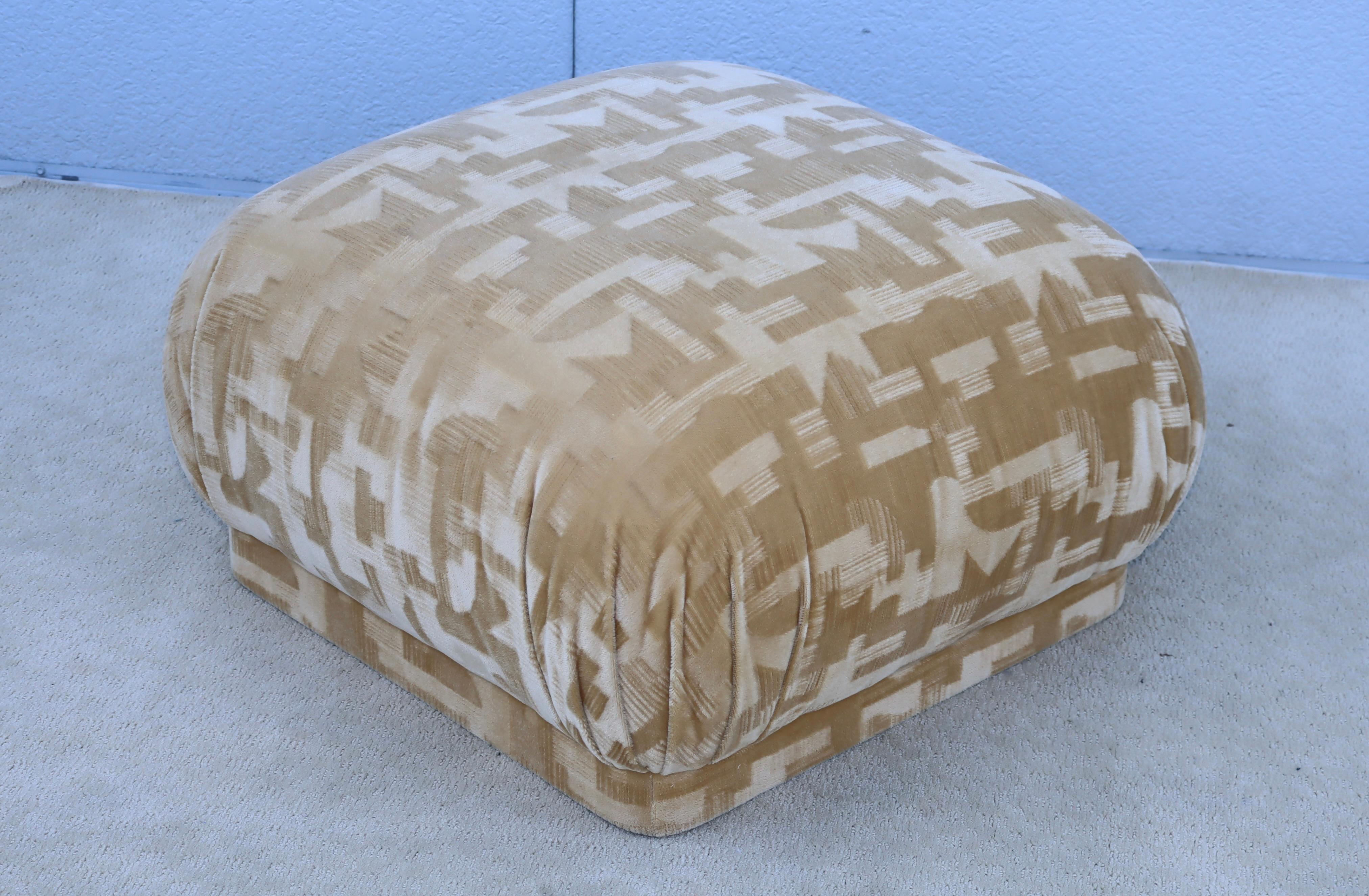 Karl Springer Style Souffle Ottoman In Mohair Fabric 1980's Design 6