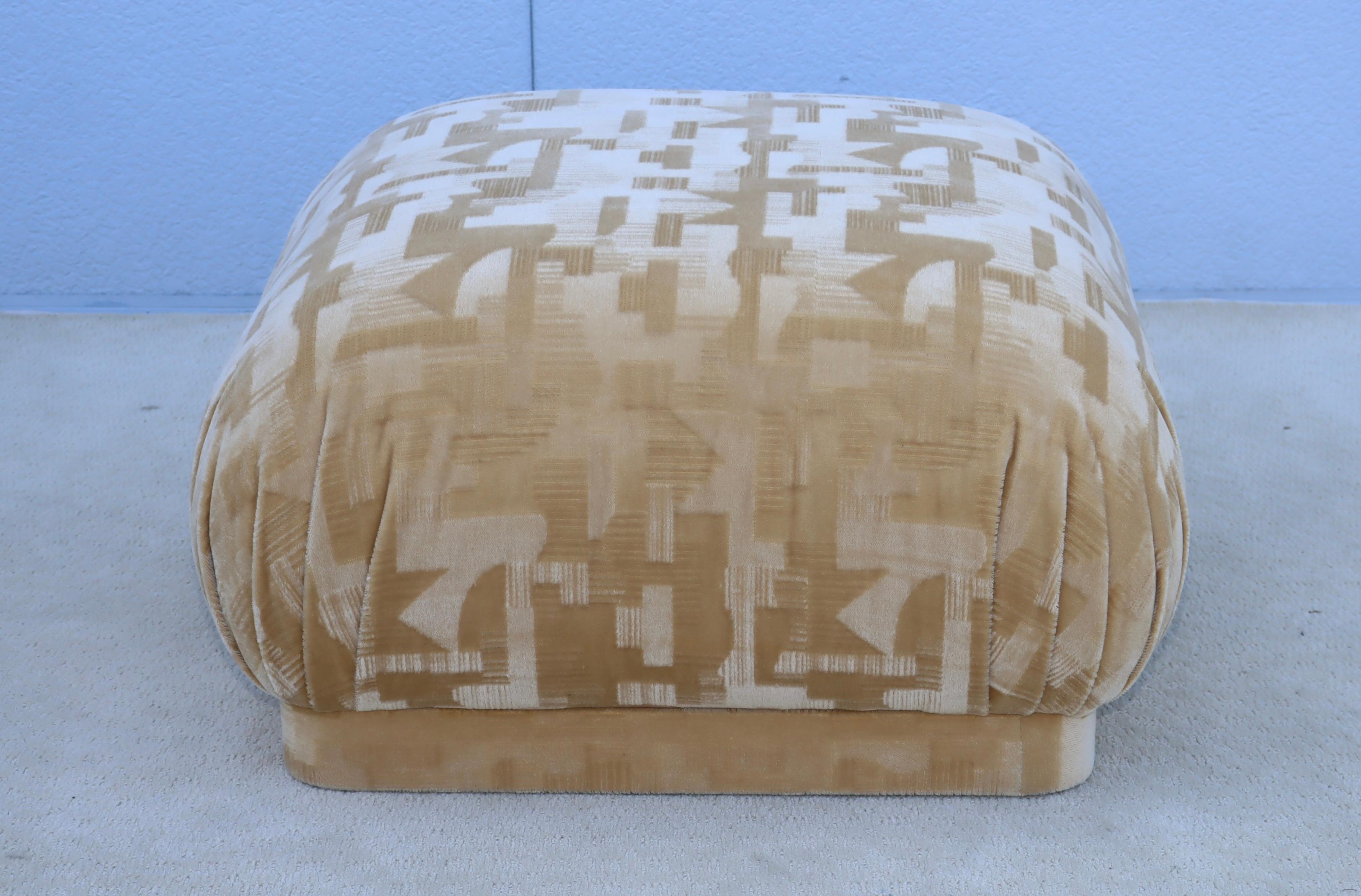 Mid-Century Modern Karl Springer Style Souffle Ottoman In Mohair Fabric 1980's Design