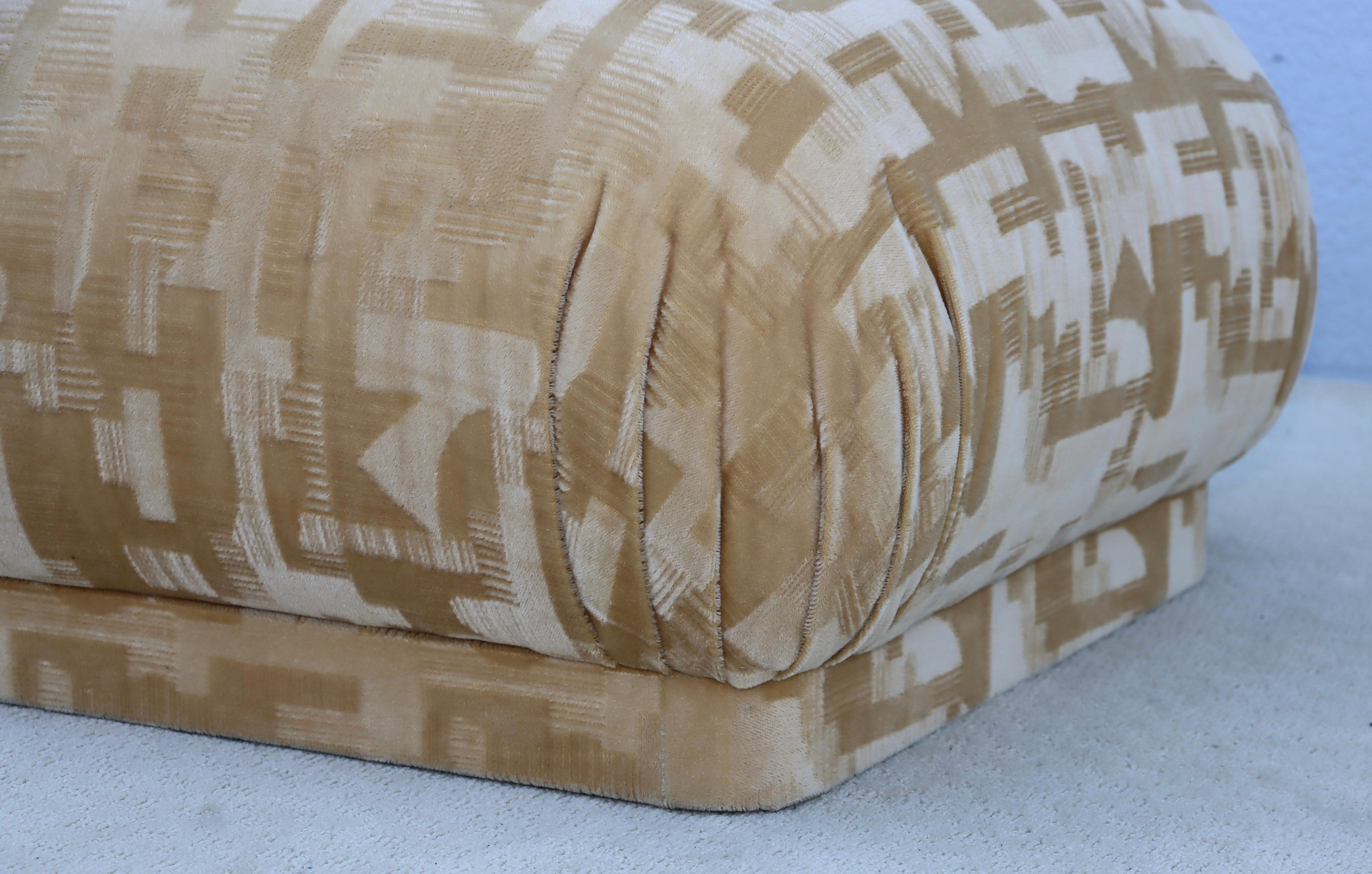 Late 20th Century Karl Springer Style Souffle Ottoman In Mohair Fabric 1980's Design