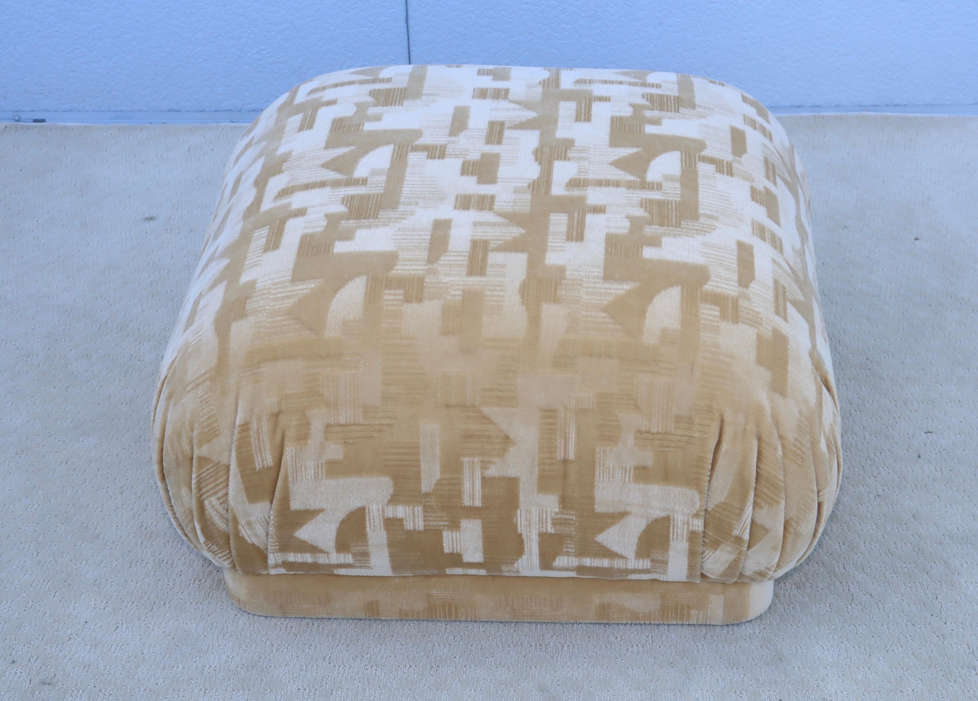 Karl Springer Style Souffle Ottoman In Mohair Fabric 1980's Design 2