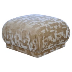 Karl Springer Style Souffle Ottoman In Mohair Fabric 1980's Design