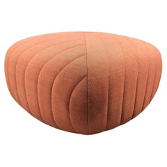 Karl Springer Style Souffle Pouf Ottoman in Original Coral Fabric
