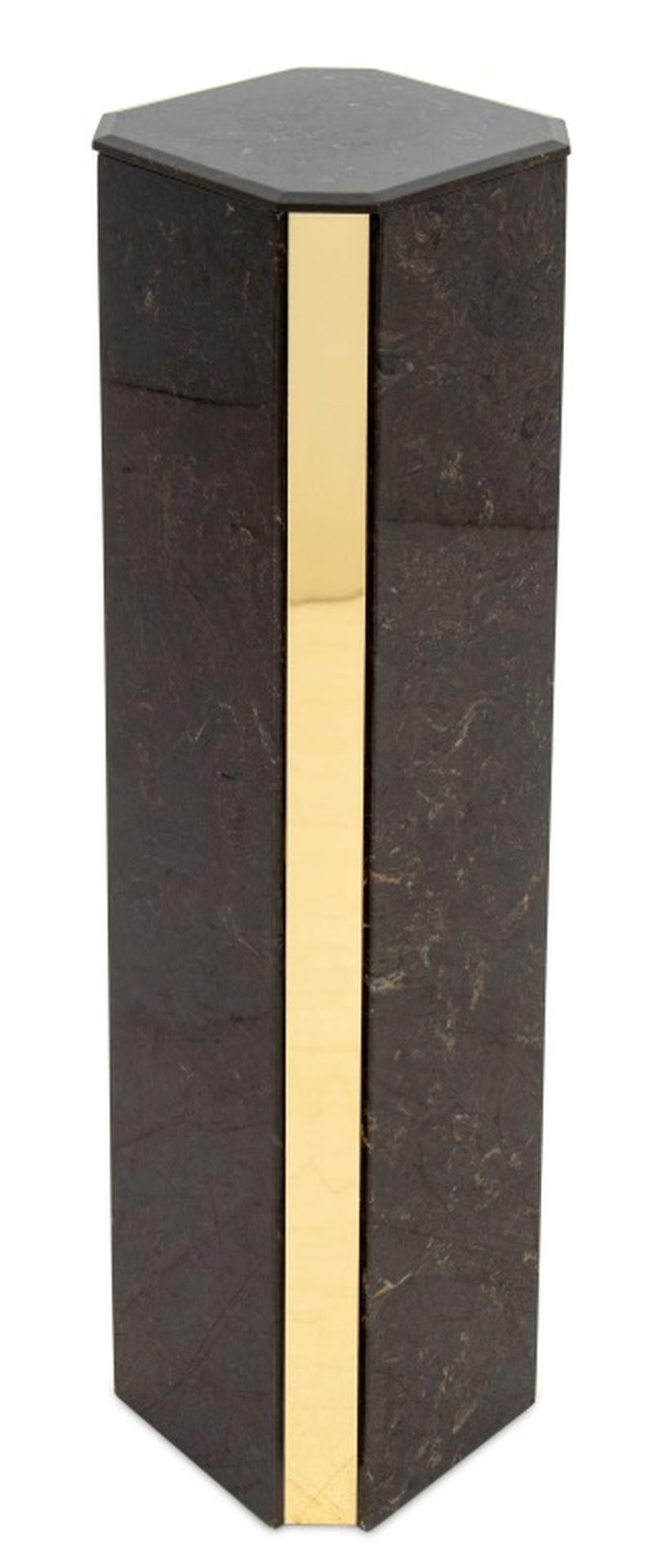 Mid-Century Modern The Pedestal en pierre et laiton de style Karl Springer en vente