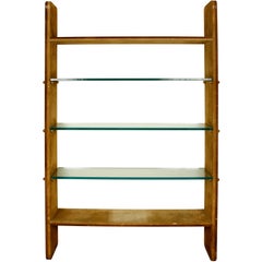 Karl Springer Style Suede and Glass Etagere