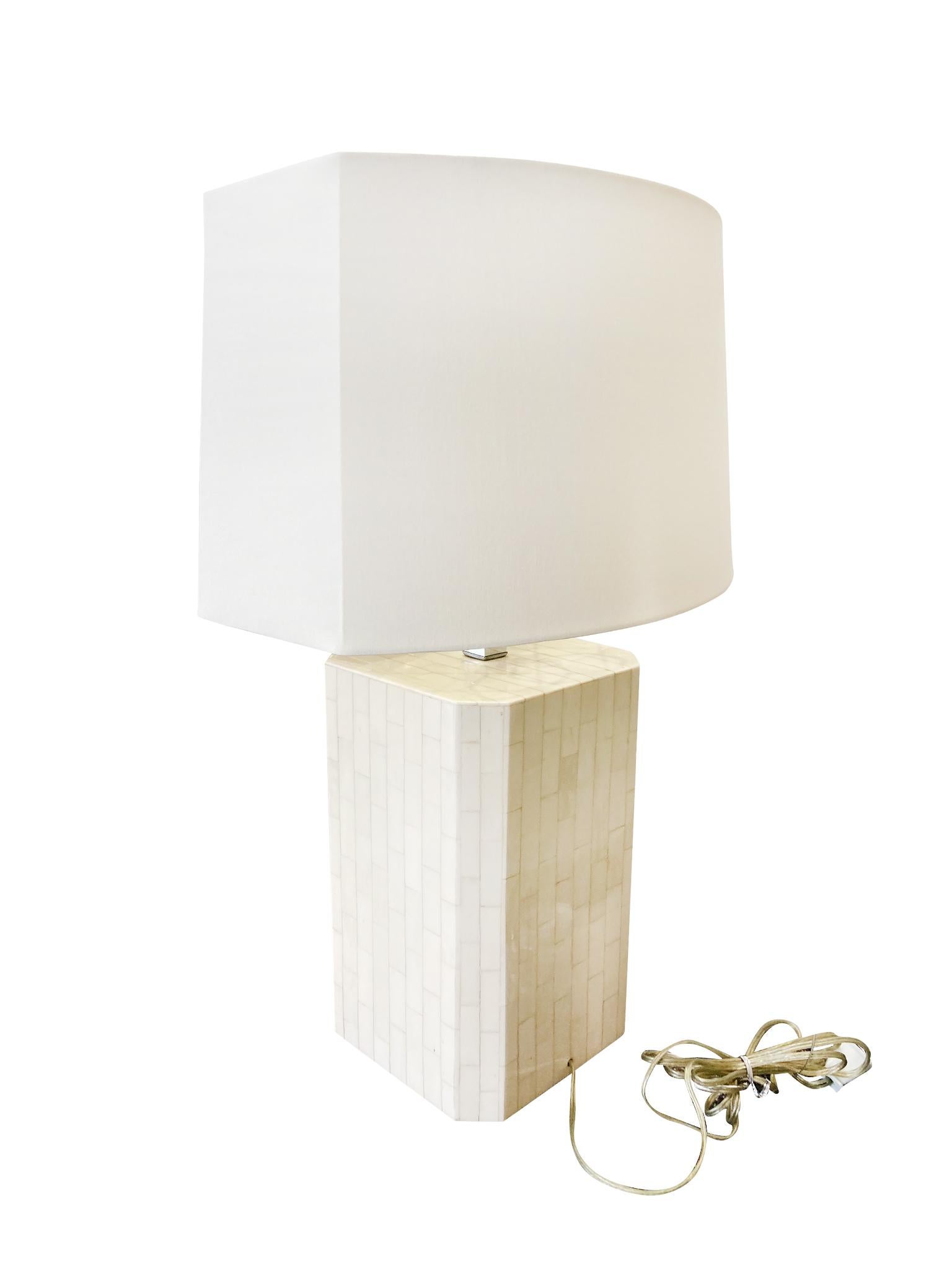20th Century Karl Springer Style Tessellated Bone Table Lamp