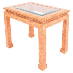 Retro Karl Springer Style Tessellated Pink Marble Table