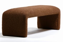 Banc « Waterfall » de style Karl Springer en bouclé couleur chocolat