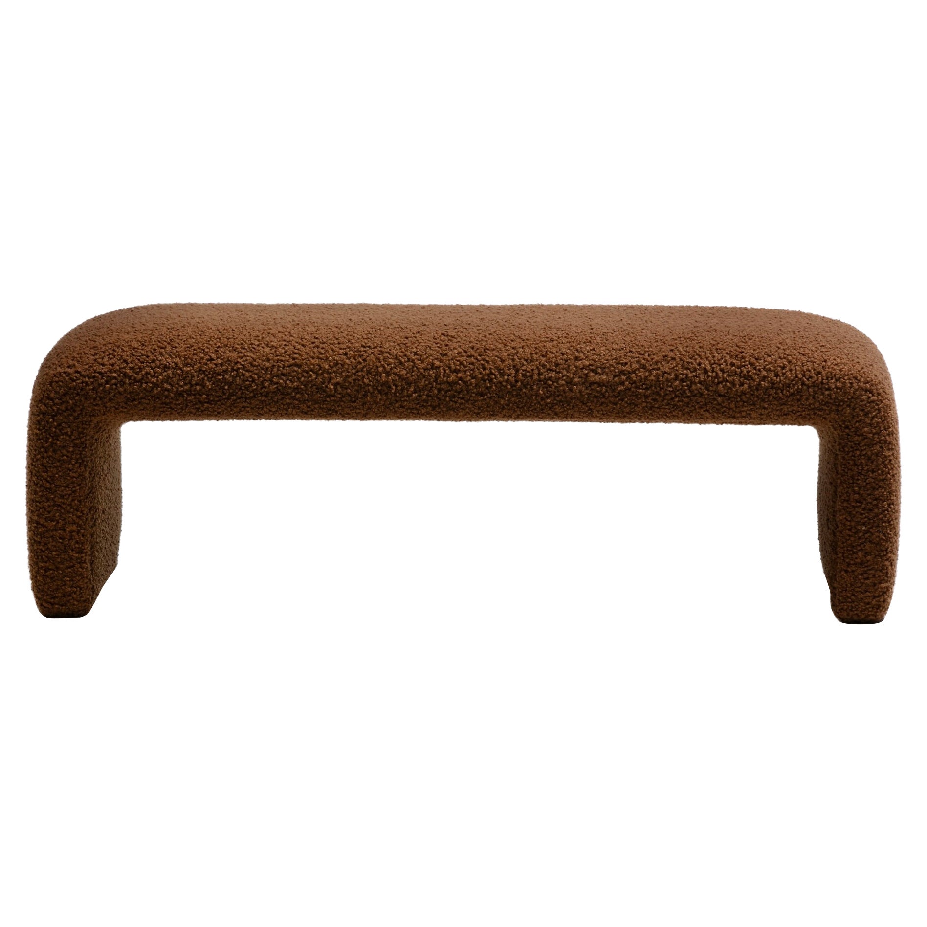 Karl Springer Style Waterfall Bench in Chocolate Cocoa Bouclé