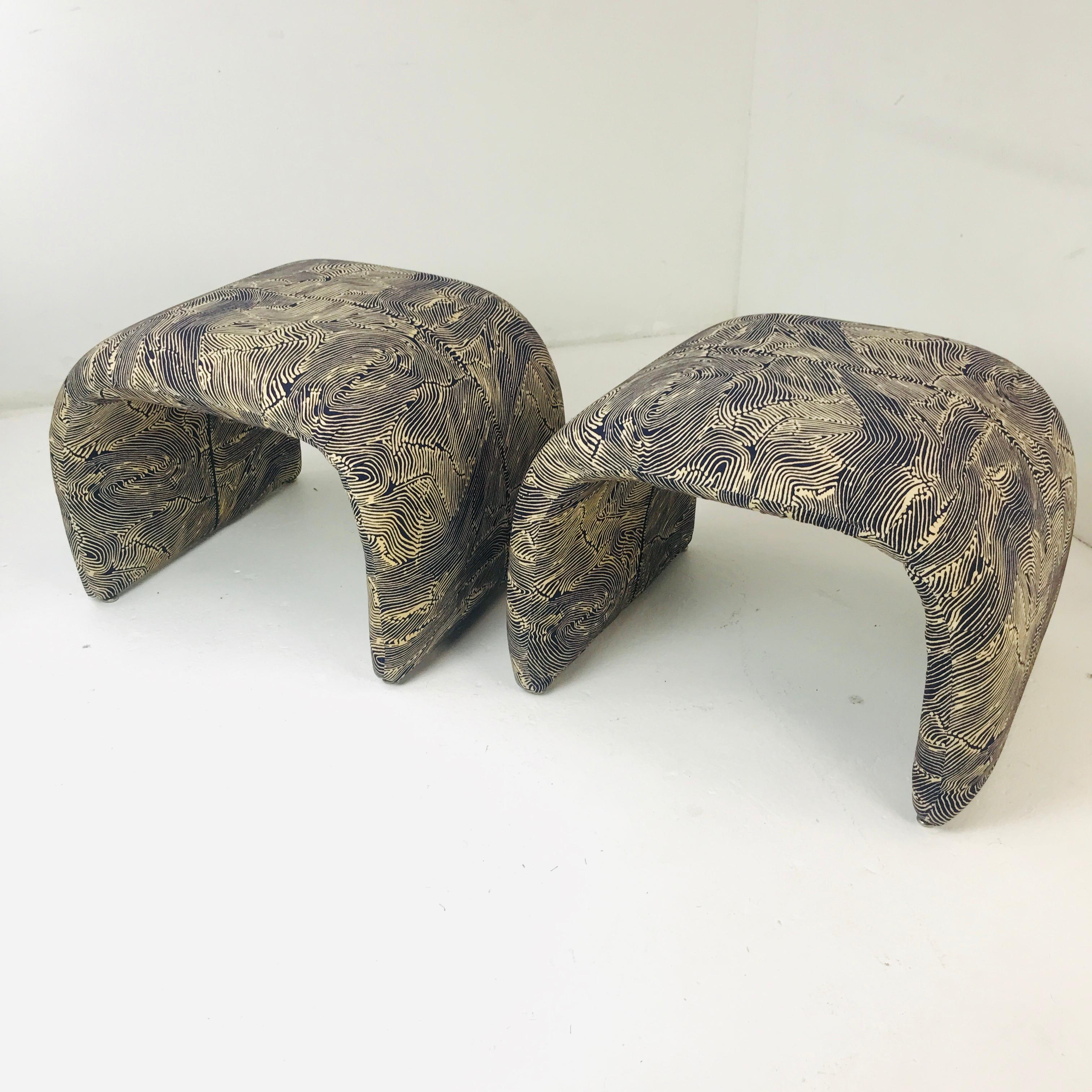 American Karl Springer Style Waterfall Benches, 'Pair'