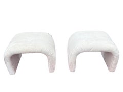 Karl Springer style waterfall console with matching stools