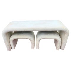 Karl Springer style waterfall console with matching stools