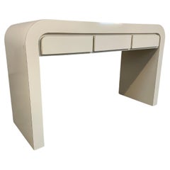 Karl Springer Style Waterfall Desk or Console Table in Almond
