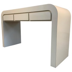 Karl Springer Style Waterfall Desk or Console Table in Almond