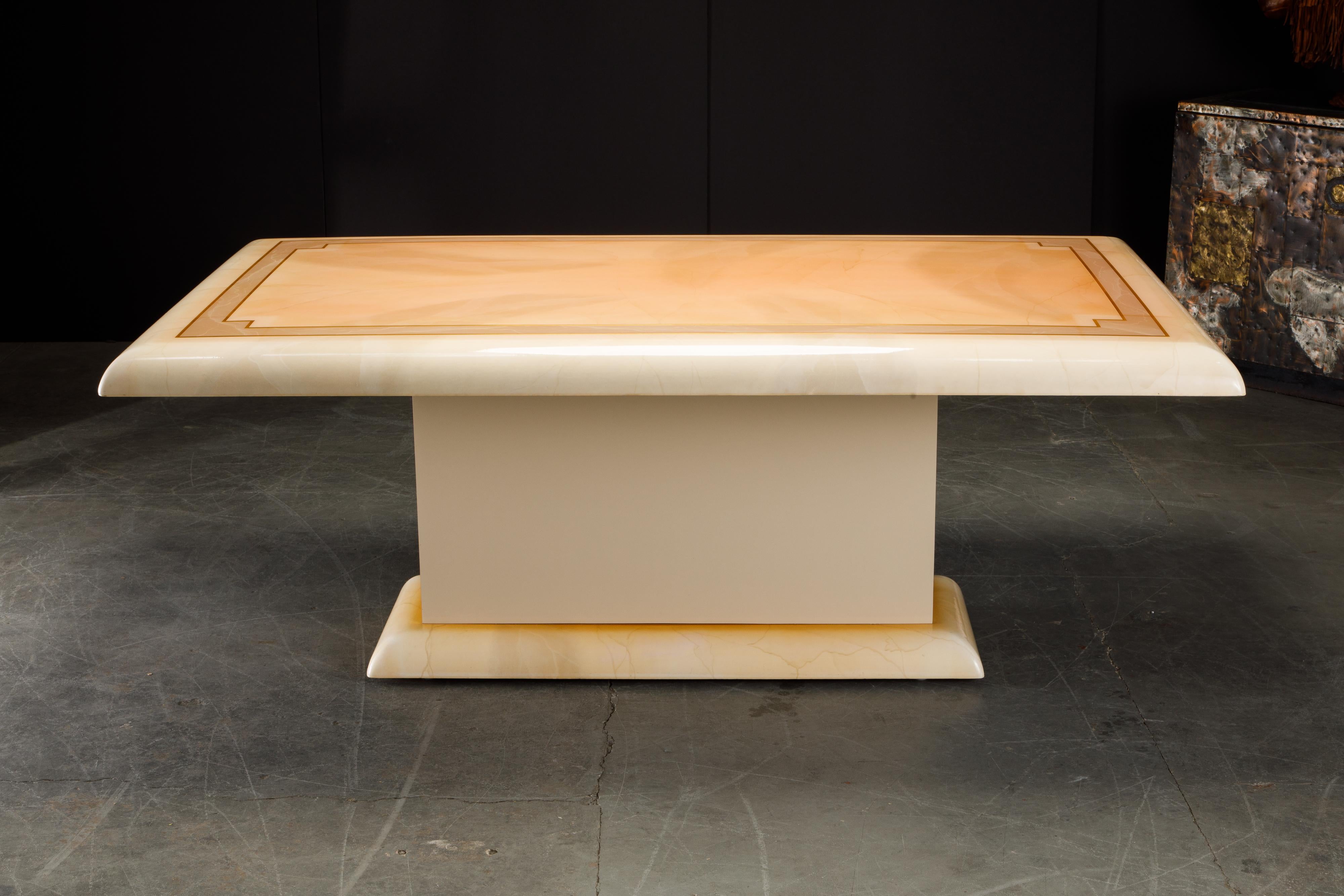 American Lacquered Goatskin Dining Table, circa 1970s