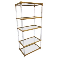Karl Springer styled Lucite / Bamboo / Glass Etagere