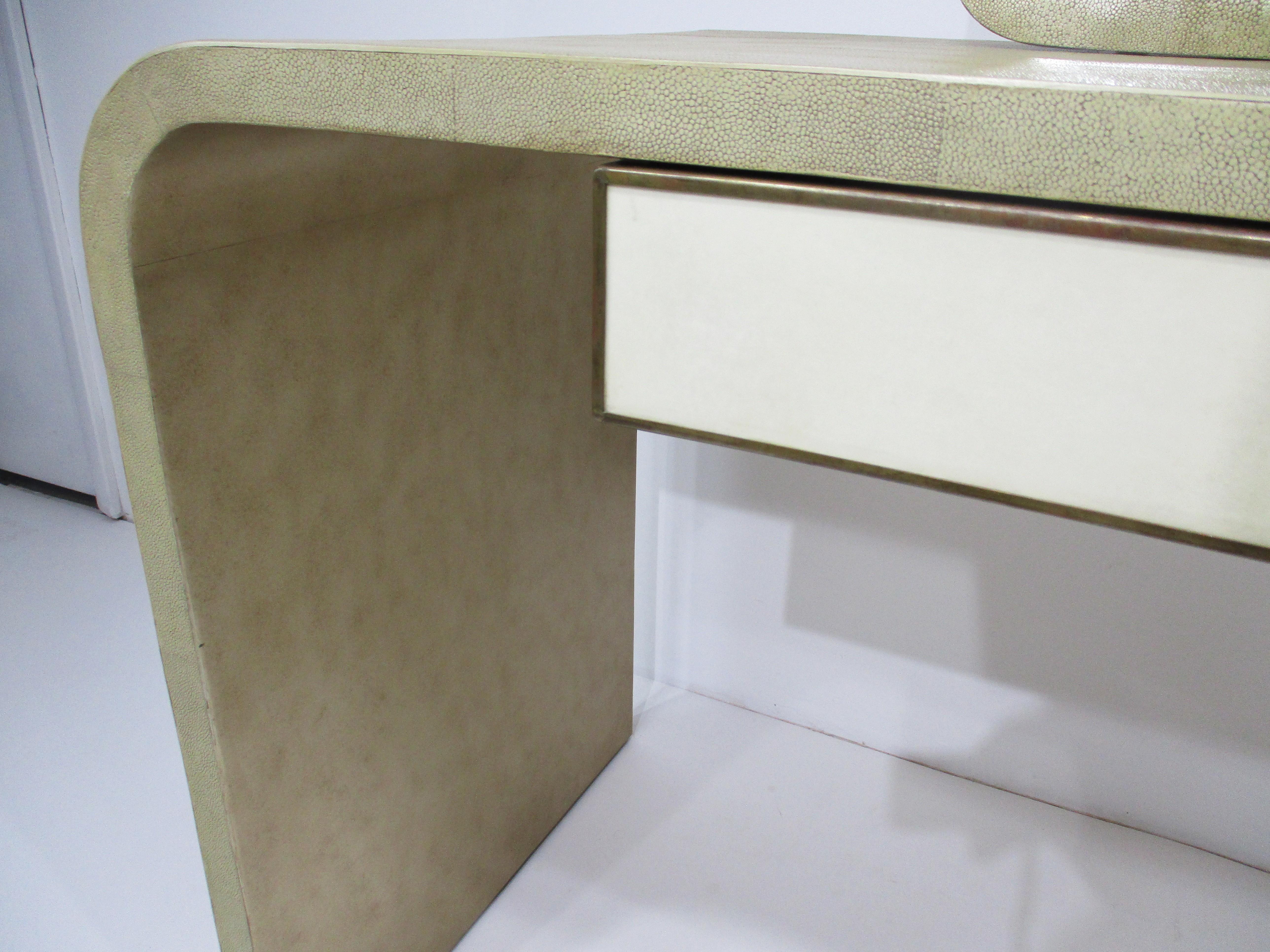 Karl Springer styled Shagreen Vanity w/ Stool For Sale 4