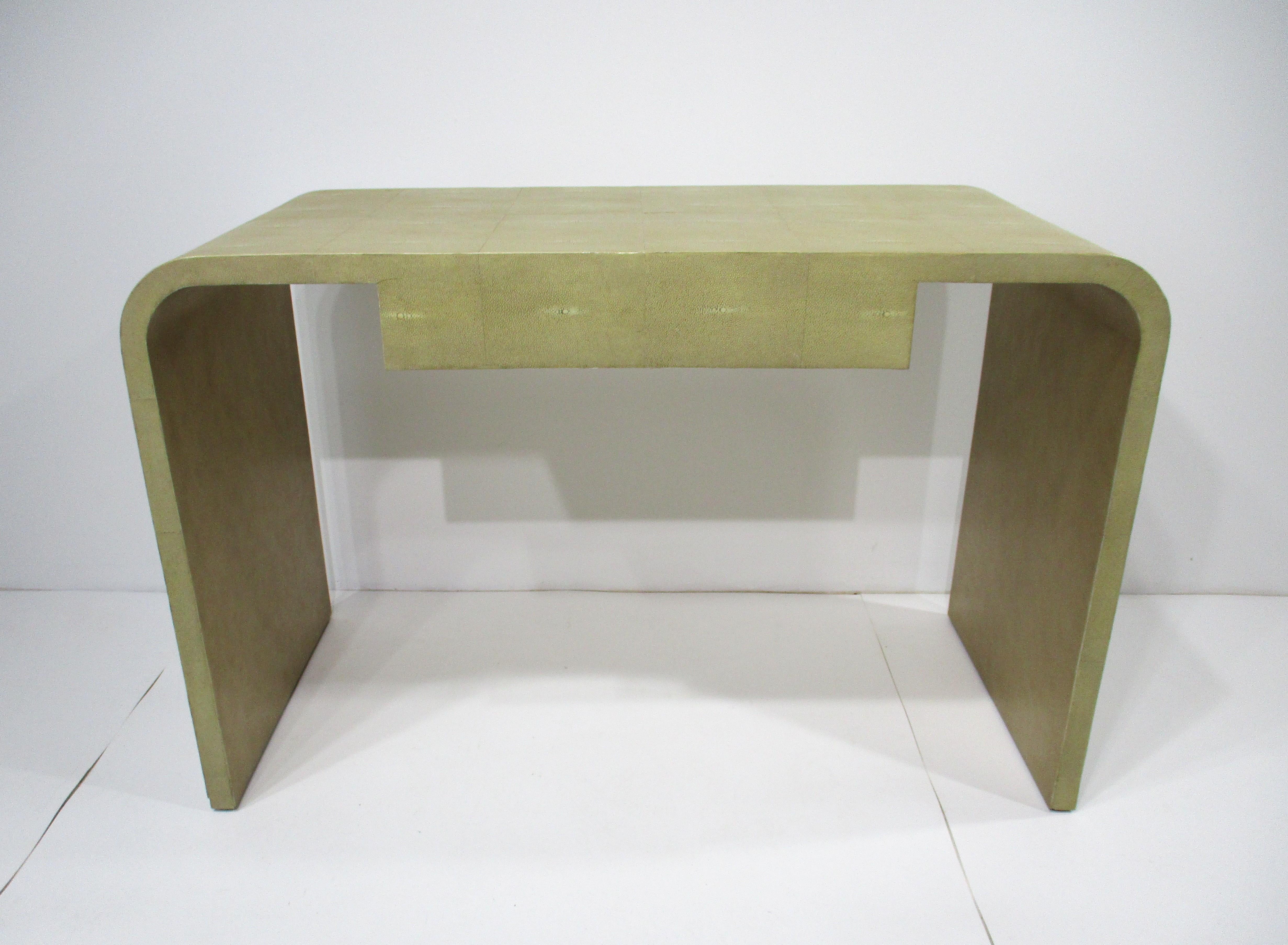 Karl Springer styled Shagreen Vanity w/ Stool For Sale 6