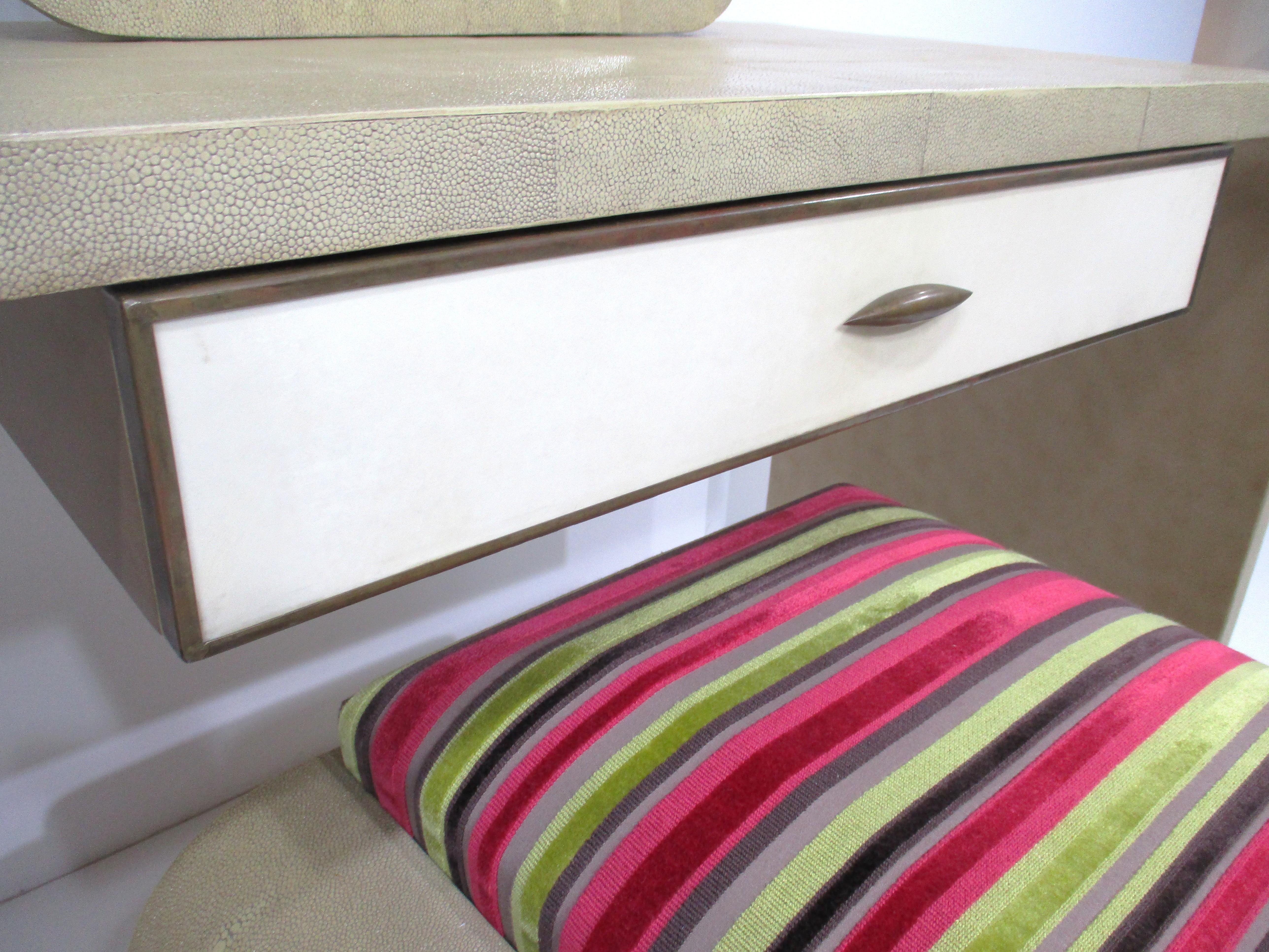 Unknown Karl Springer styled Shagreen Vanity w/ Stool For Sale