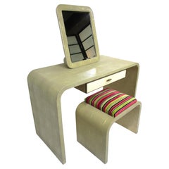Karl Springer styled Shagreen Vanity w/ Stool