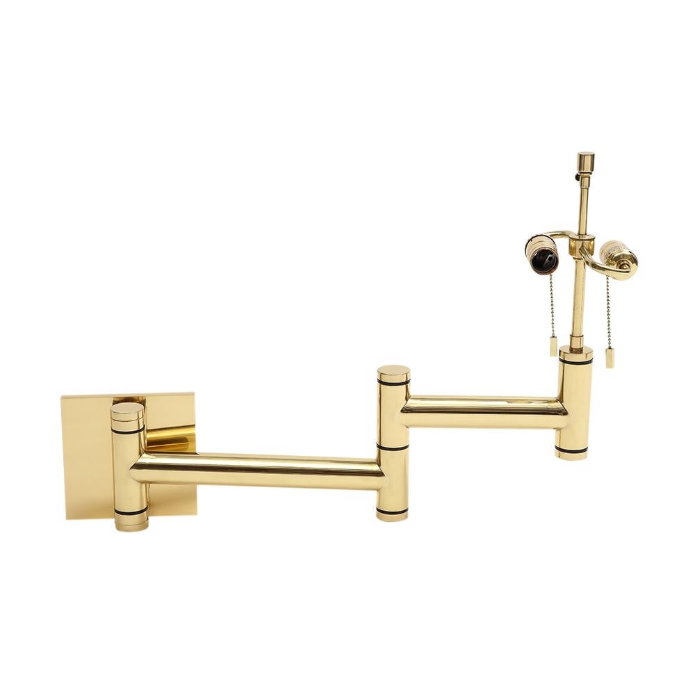 Karl Springer Swing Arm Wall Lamps, Polished Brass For Sale 5