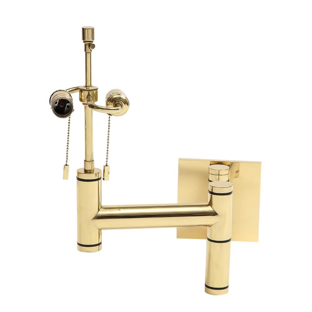 Karl Springer Swing Arm Wall Lamps, Polished Brass For Sale 6