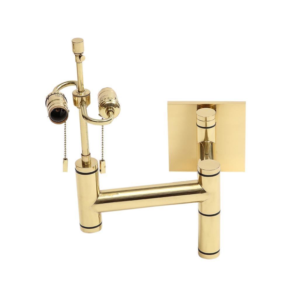 Karl Springer Swing Arm Wall Lamps, Polished Brass For Sale 7