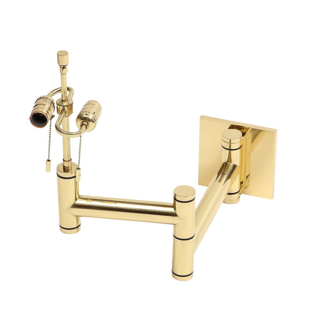 Karl Springer Swing Arm Wall Lamps, Polished Brass For Sale 8