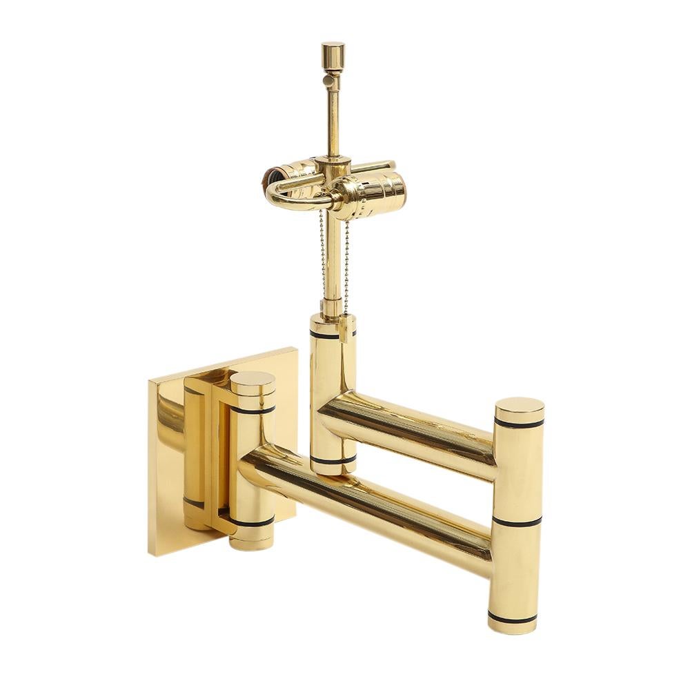 Karl Springer Swing Arm Wall Lamps, Polished Brass 10