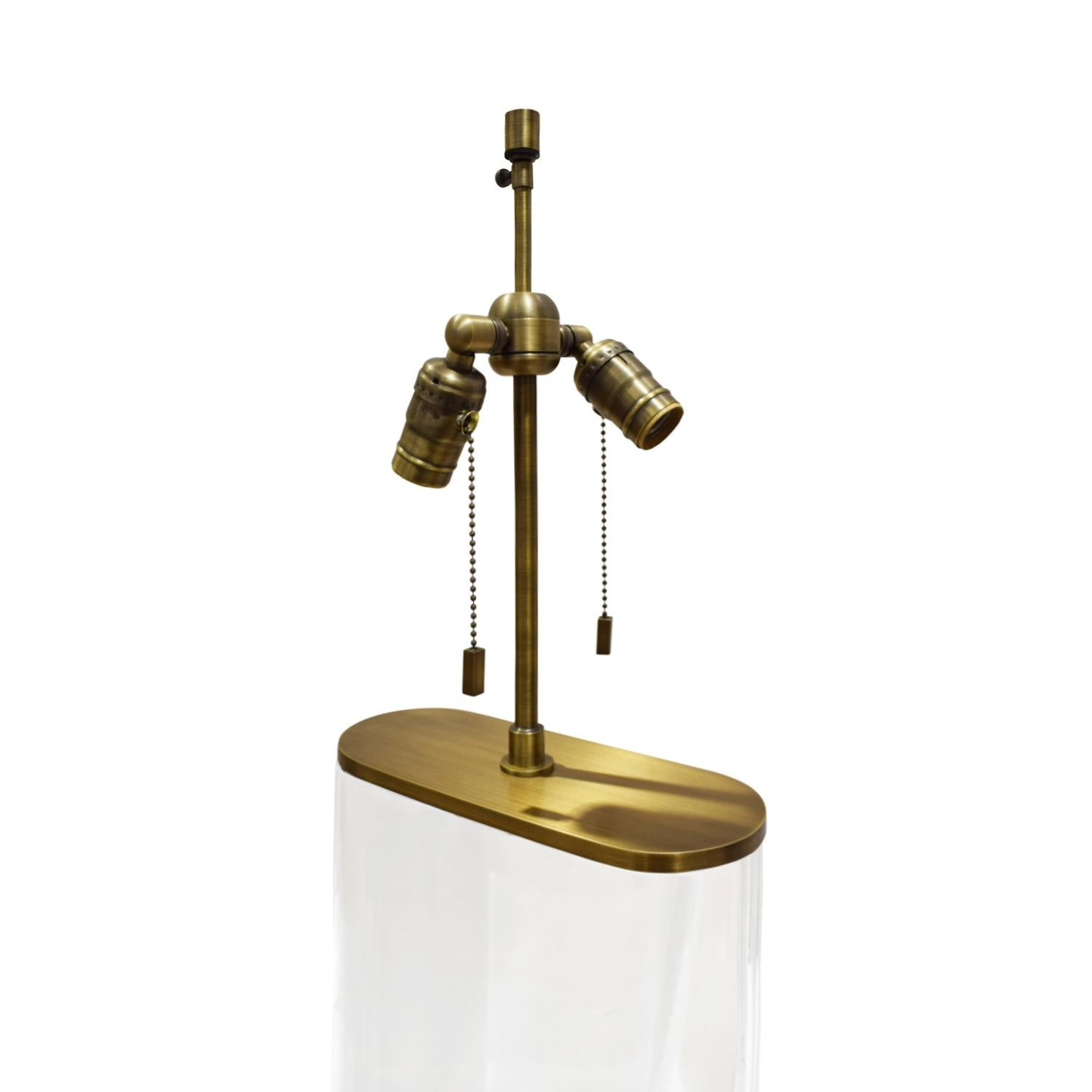 Hand-Crafted Karl Springer Table Lamp in Solid Lucite with Bronze Shade, 1970s