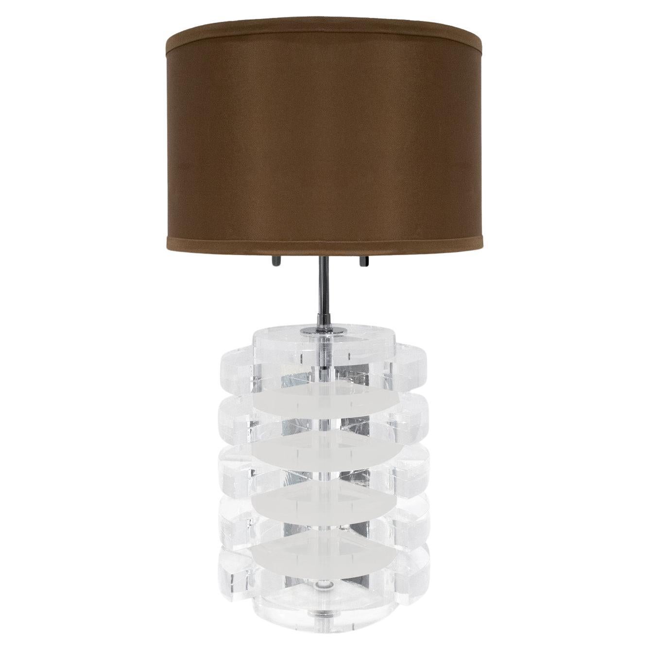 Karl Springer Table Lamp With Solid Lucite Discs 1970s For Sale
