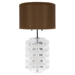 Karl Springer Table Lamp With Solid Lucite Discs 1970s