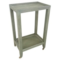 Karl Springer Telephone Drinks Table in Green Shagreen