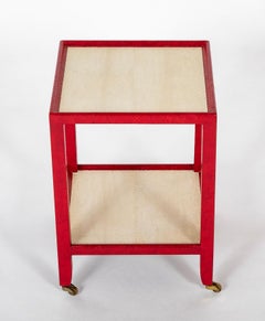 Karl Springer Telephone Drinks Table in Red And White Cobra Skin