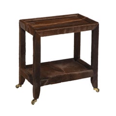 Karl Springer "Telephone Table" in Brown Pony Skin 1980s 'signed'