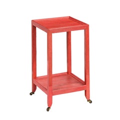 Karl Springer "Telephone Table" in Coral Reptile Skins 1970s 'Signed'