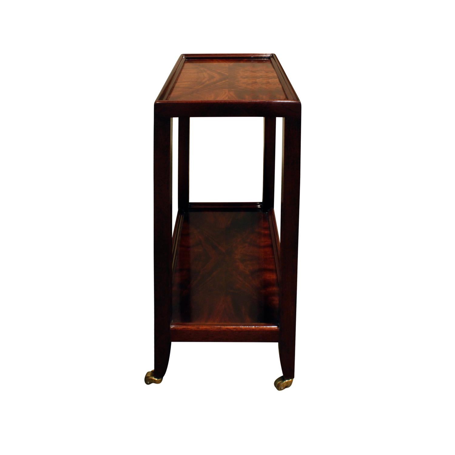 Modern Karl Springer Telephone Table in Double Bookmatched Flame Mahogany, 2002
