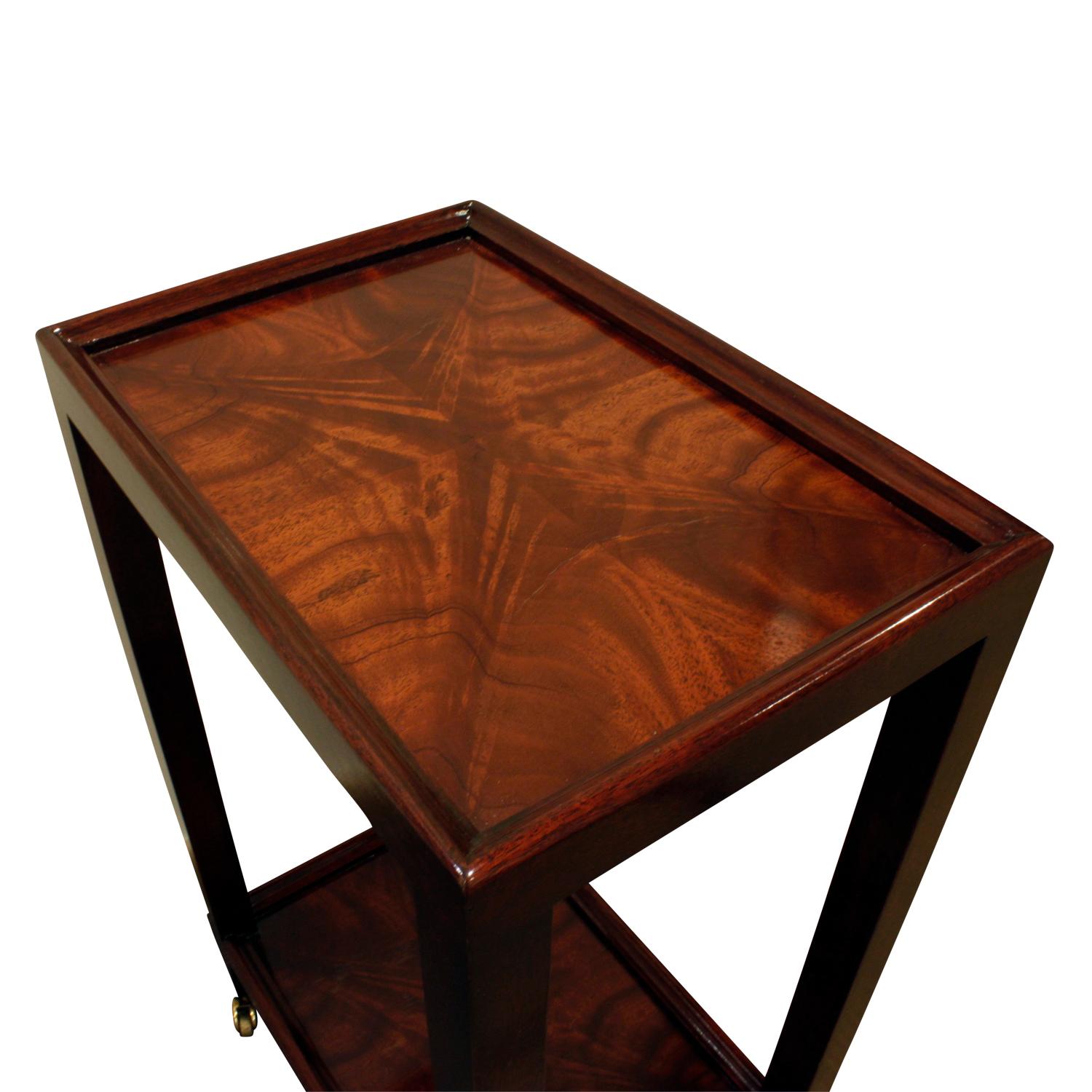 Hand-Crafted Karl Springer Telephone Table in Double Bookmatched Flame Mahogany, 2002