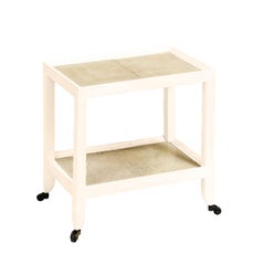 Karl Springer "Telephone Table" in Lacquer with Shagreen Shelves, 1980s 'Signed'