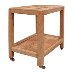 Vintage Karl Springer "Telephone Table" in Peach Snakeskin 1970s 'Signed'