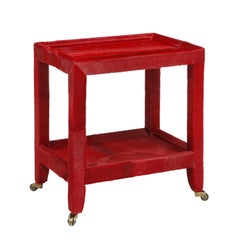 Karl Springer Telephone Table in Red Pony Skin, 1980s (Signed)