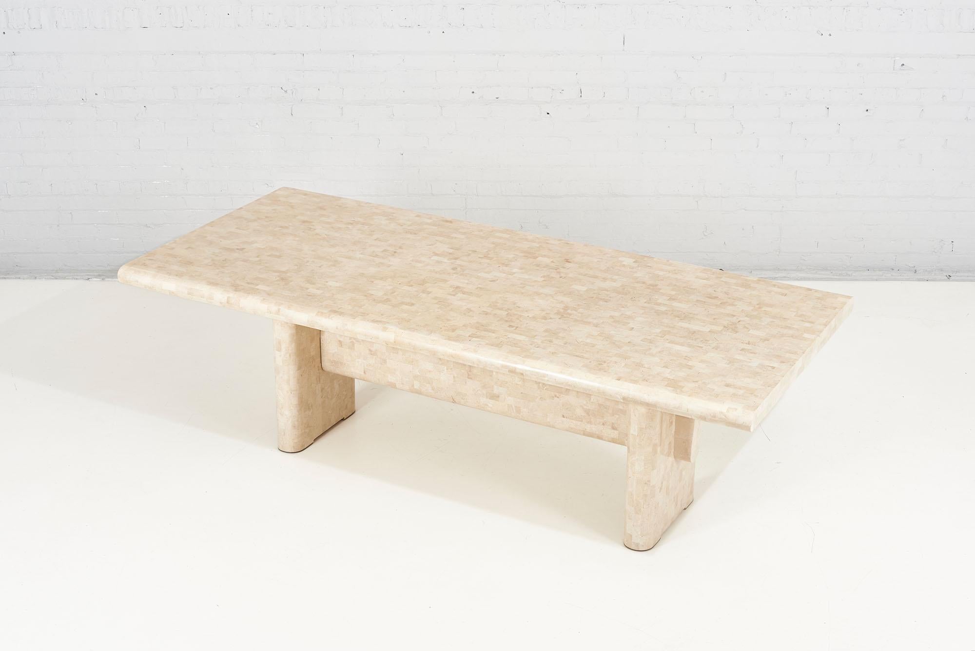 Post-Modern Karl Springer Tessellated Stone “Tressle” Dining Table, 1970s