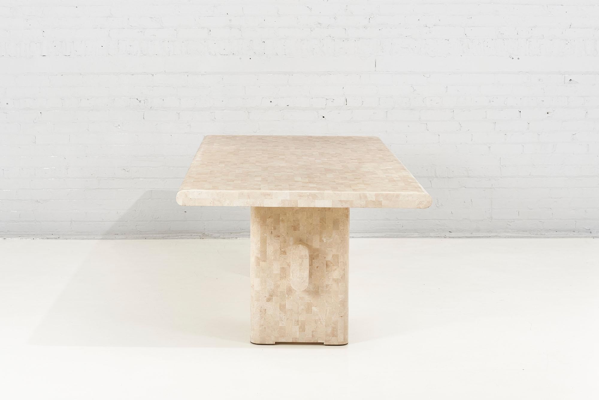 American Karl Springer Tessellated Stone “Tressle” Dining Table, 1970s