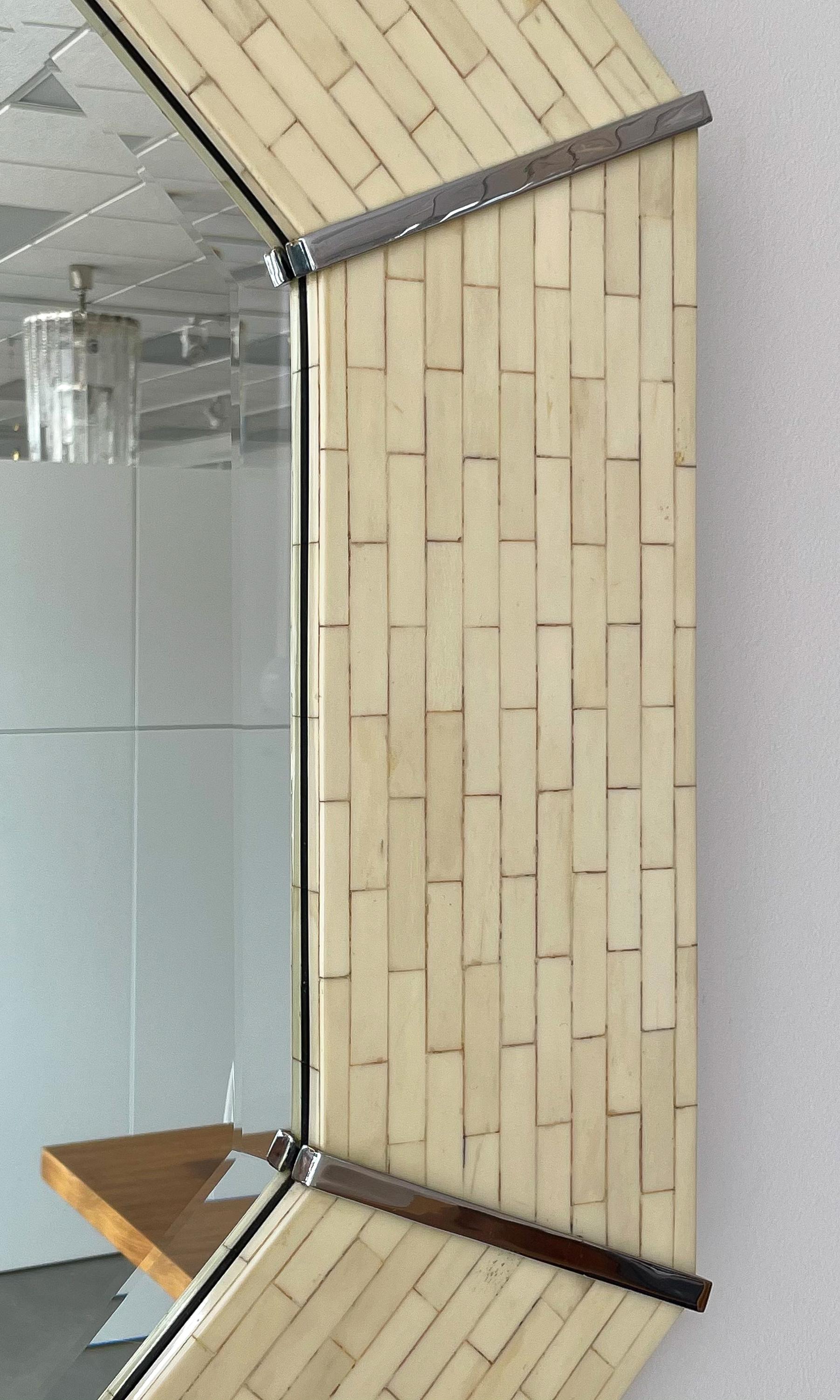 Karl Springer Tessellated Bone Octagon Wall Mirror 2