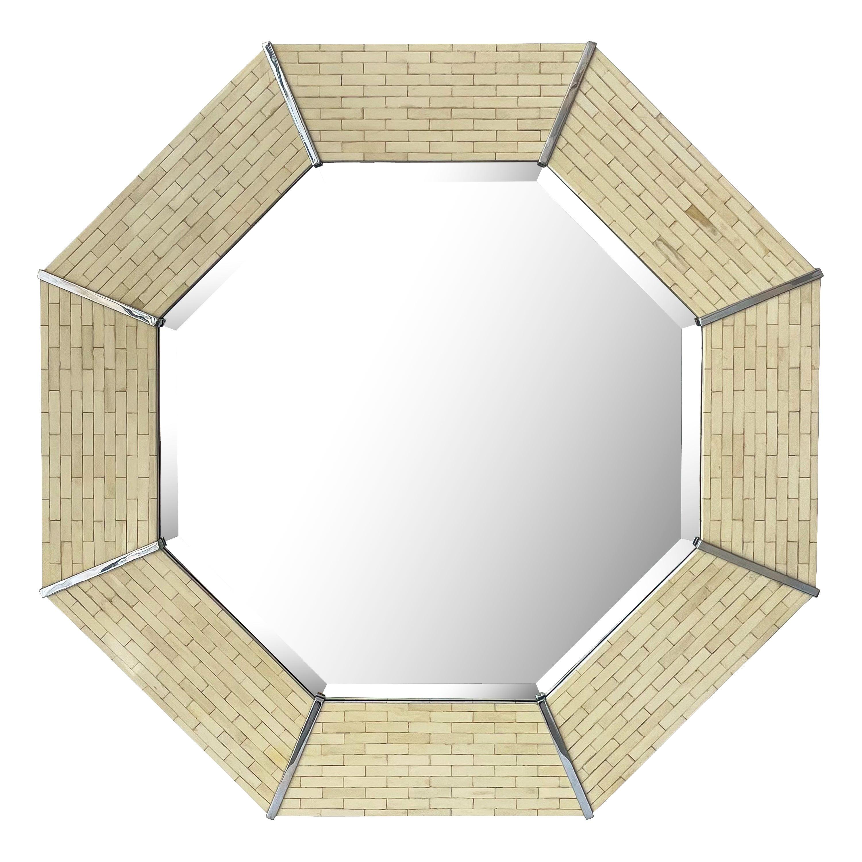 Karl Springer Tessellated Bone Octagon Wall Mirror
