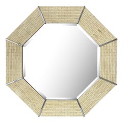 Vintage Karl Springer Tessellated Bone Octagon Wall Mirror