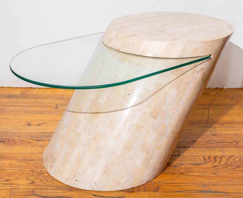 Mid-Century Modern Table d'appoint en porte-à-faux tessellée Karl Springer en vente