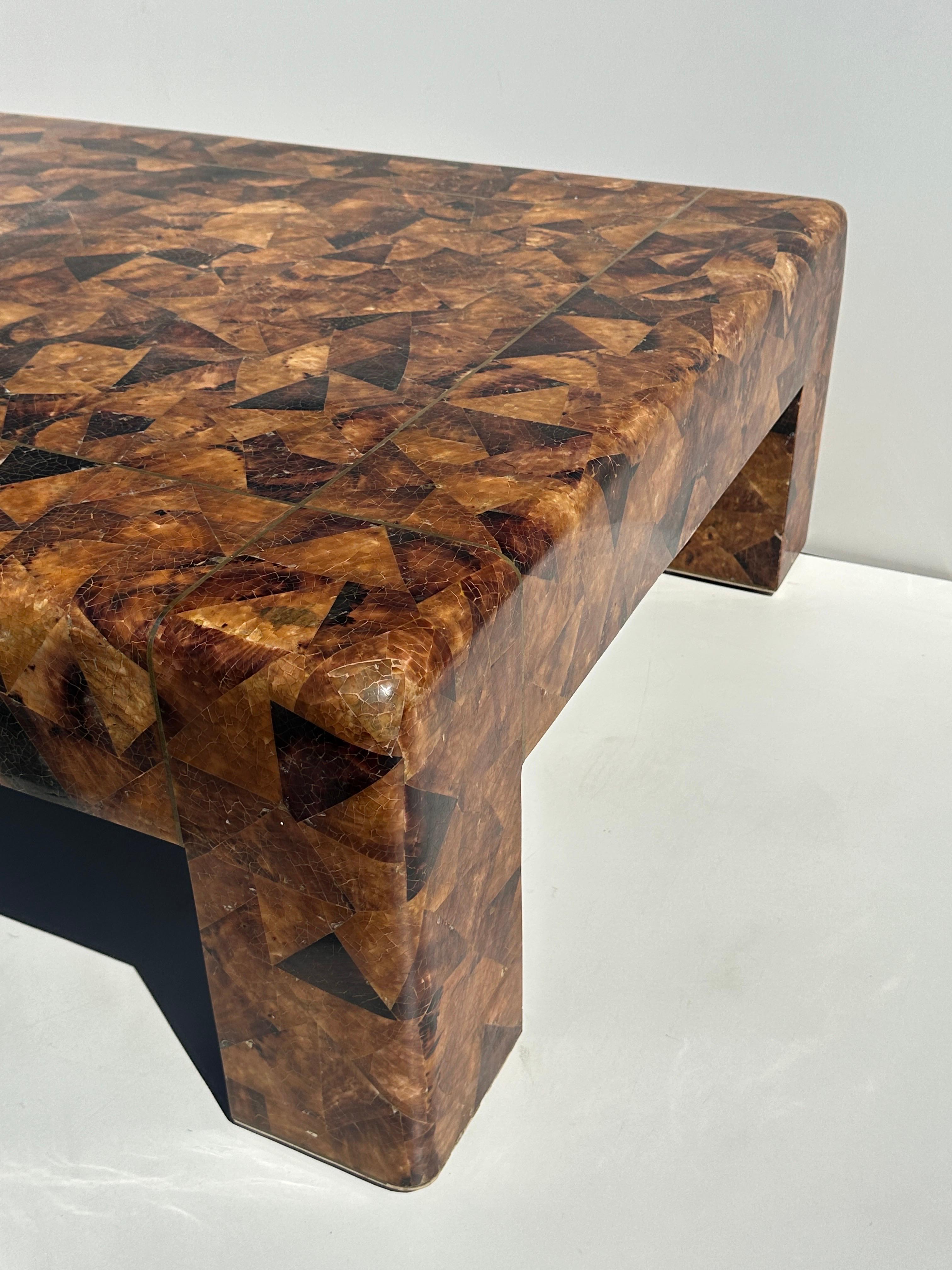 Karl Springer Tessellated Penshell Coffee Table In Good Condition In North Hollywood, CA